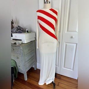 Vintage candy cane dress sexy side slit - small
